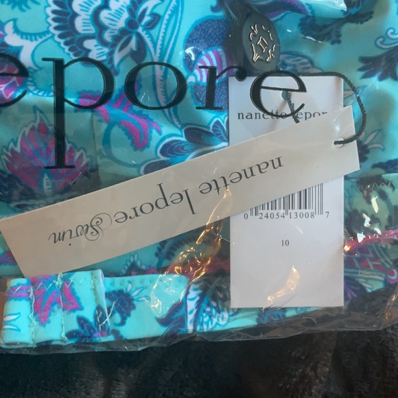NANETTE LEPORE NWT ALANA FLORAL APEX TRIANGLE BIKINI TOP BLUE PINK PURPLE SWIM - Picture 4 of 6